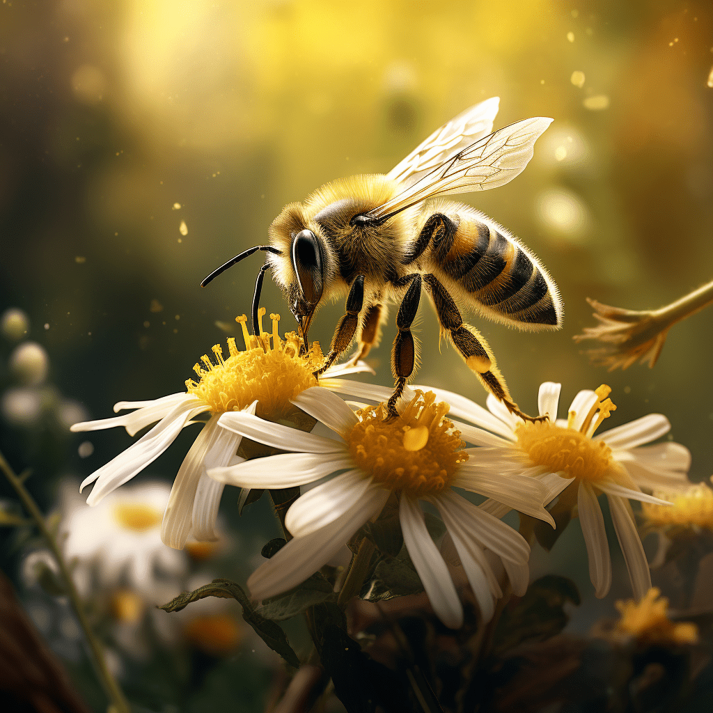 Une abeille qui butine