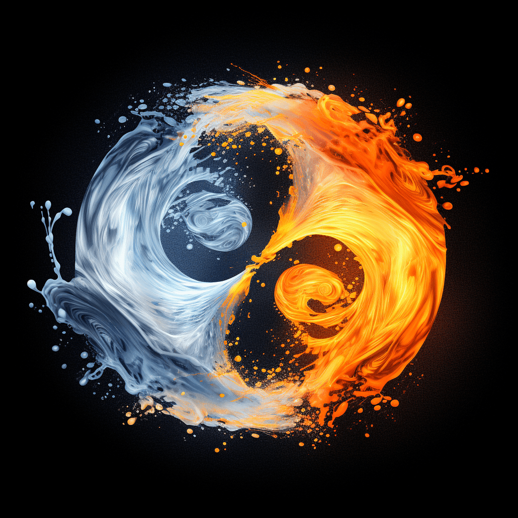 Symbole de l'eau et du feu qui se complètent