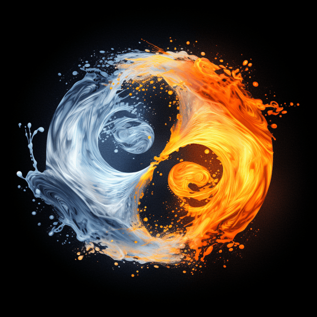 Symbole de l'eau et du feu qui se complètent