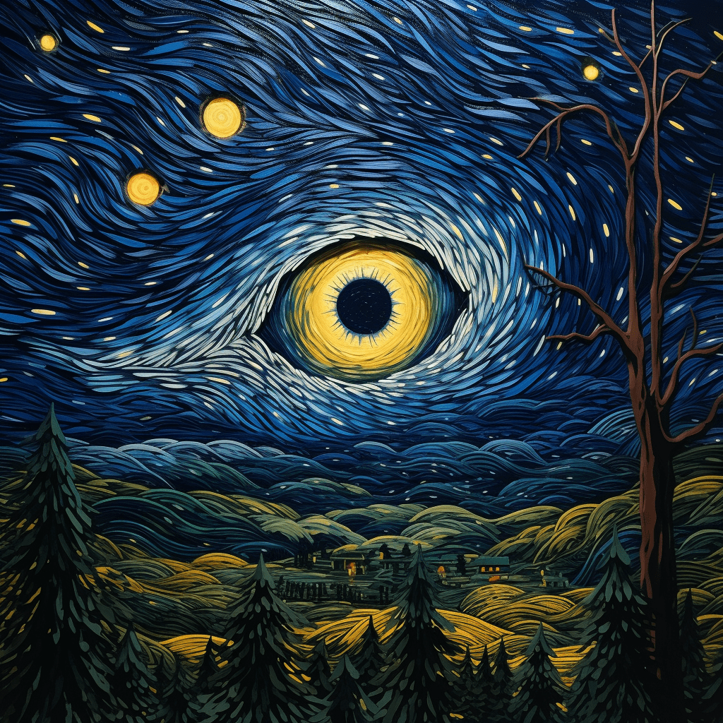 Un œil ouvert dans le ciel étoilé