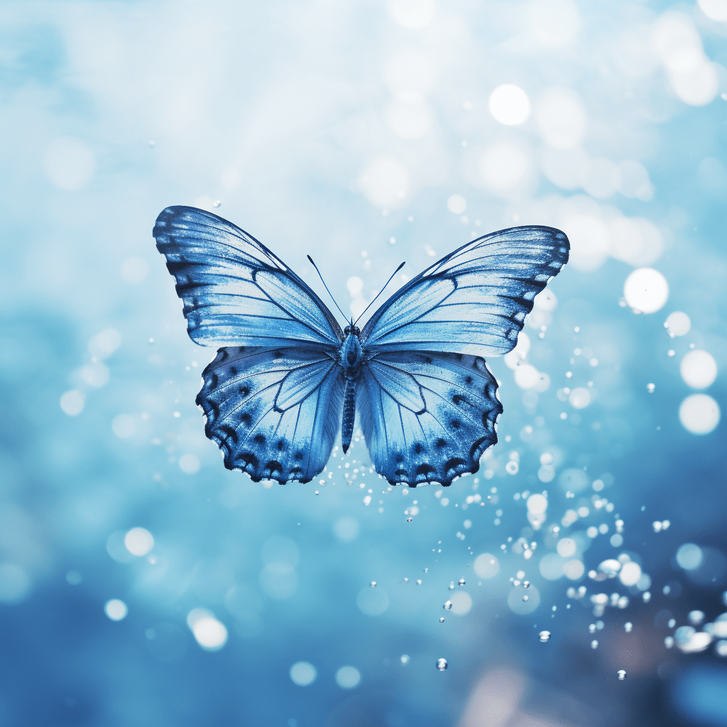 Un papillon bleu et blanc