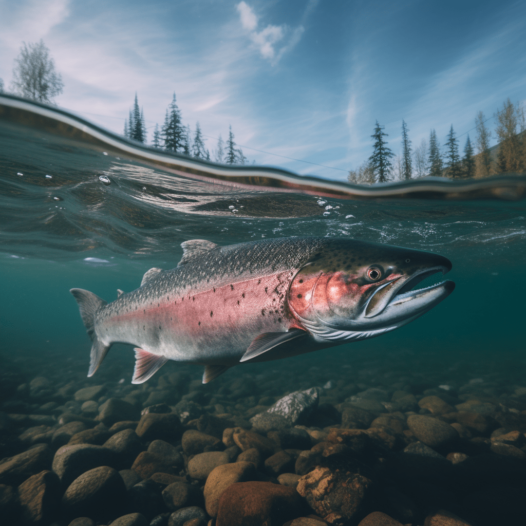 Un saumon dans une rivière